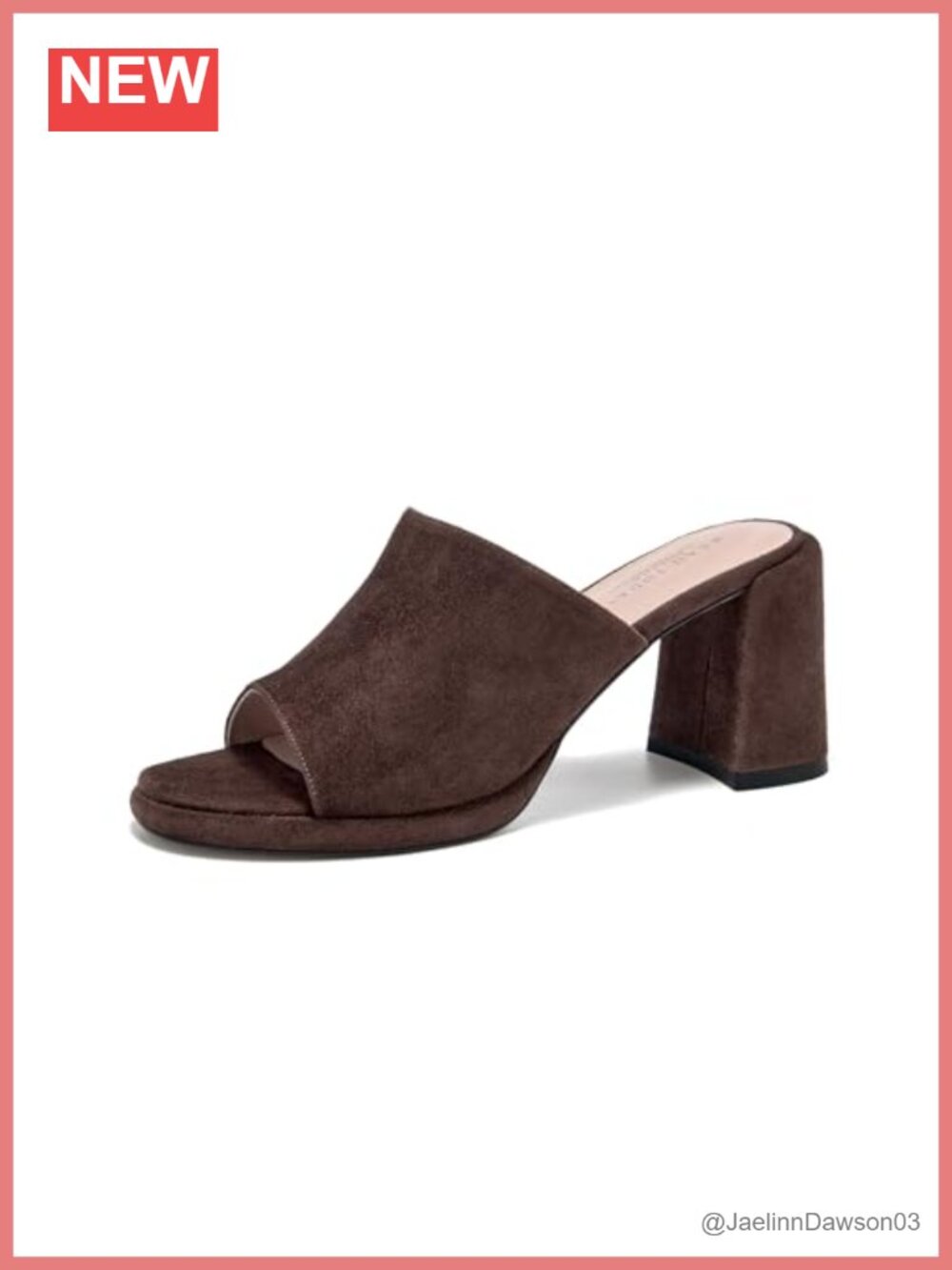 Sheepskin Leather Block Heel Mule Sandals Slip On Women's Comfort Shoes